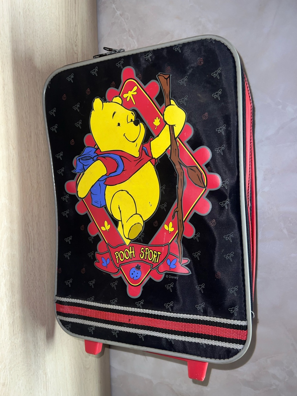 Vintage 1990s Winnie the Pooh Sport Rolling Suitcase Kids Travel Carry On Bag